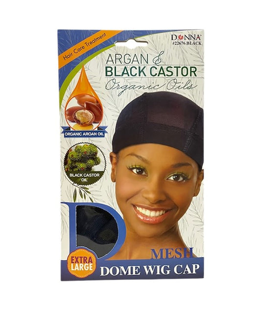 DONNA ARGAN AND BLACK CASTOR MESH DOME WIG CAP  22677 Black Durags and Caps Asetena Pa 