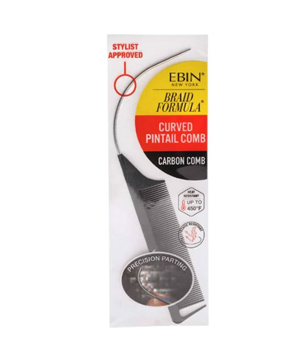 BRAID FORMULA CURVED PINTAIL CARBON COMB Hair Brushes and Combs Asetena Pa 