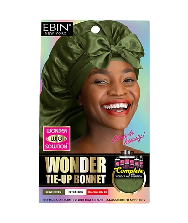EBIN WONDER TIE UP BONNET EXTRA LONG  Color Olive Green Durags and Caps Asetena Pa 