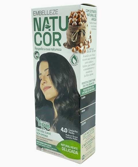 NATUCOR VEGAN AMMONIA FREE PERMANENT COLOR 4.0 MEDIUM BROWN Hair Color Asetena Pa 