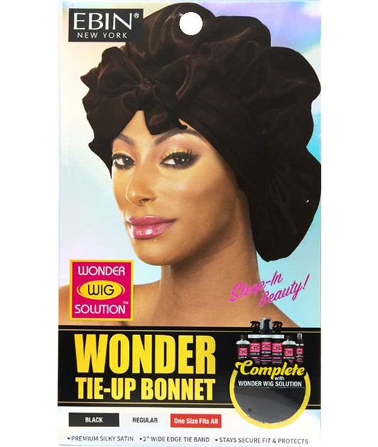 WONDER TIE UP BONNET REGULAR one size fits all Color Black Durags and Caps Asetena Pa 