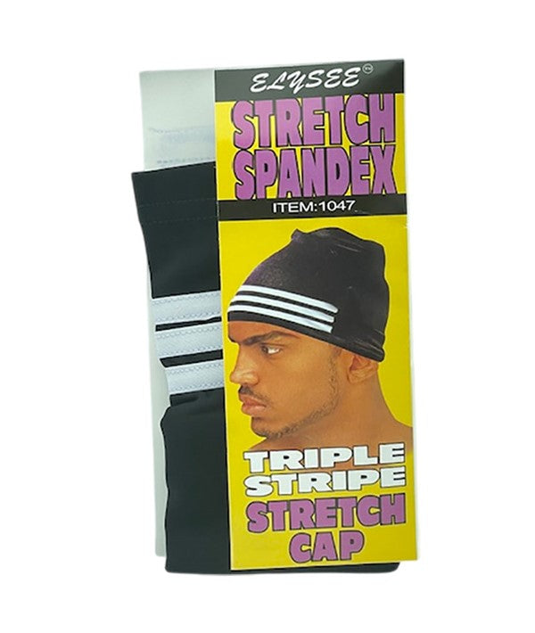 ELYSEE STAR STRETCH SPANDEX TRIPLE STRIPE STRETCH CAP 1047 Durags and Caps Asetena Pa 