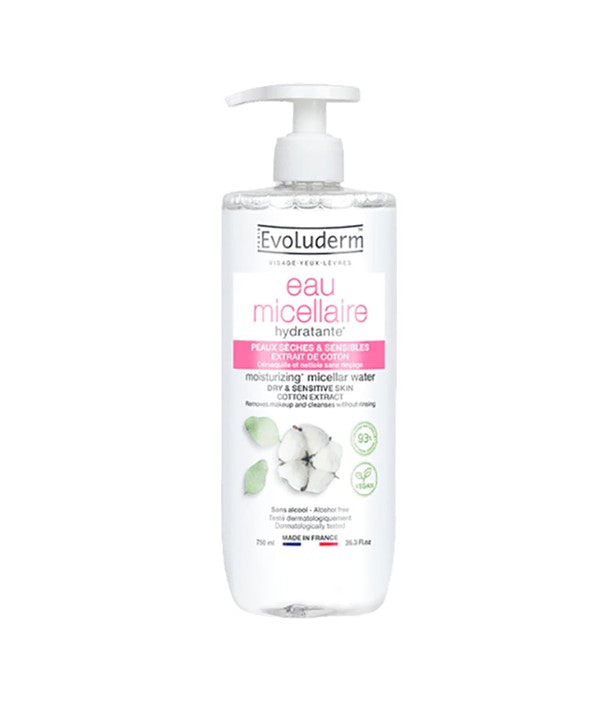 EVOLUDERM SENSITIVE SKIN MICELLAR COTTON EXTRACT CLEANSING WATER 750 ml Skin Wash Asetena Pa 