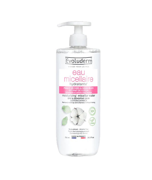 EVOLUDERM SENSITIVE SKIN MICELLAR COTTON EXTRACT CLEANSING WATER 750 ml Skin Wash Asetena Pa 
