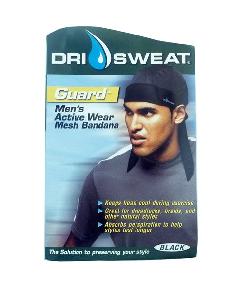 DRI SWEAT GUARD MENS ACTIVE WEAR MESH BANDANA  Color Black Durags and Caps Asetena Pa 