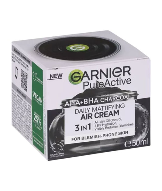 GARNIER PURE ACTIVE AHA SALICYLIC ACID DAILY MATTIFYING AIR CREAM MOISTURISER 50 ml Skin Moisturizing Asetena Pa 