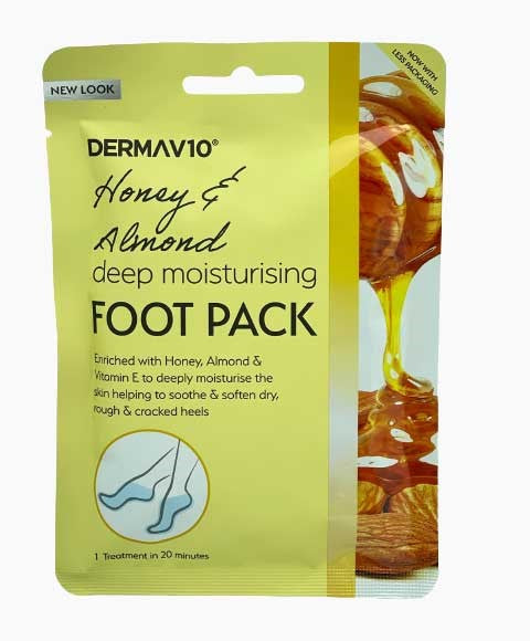 DERMAV10 HONEY AND ALMOND DEEP MOISTURISING FOOT PACK 1 Treatment Pedicure and Manicure Asetena Pa 