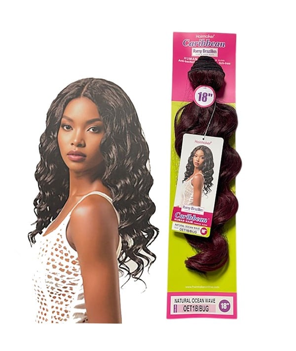 BRAZILIAN HUMAN HAIR PREMIUM BLEND NATURAL OCEAN WAVE WEAVE 18" Color Natural Brown Synthetic Weave Hair Asetena Pa 