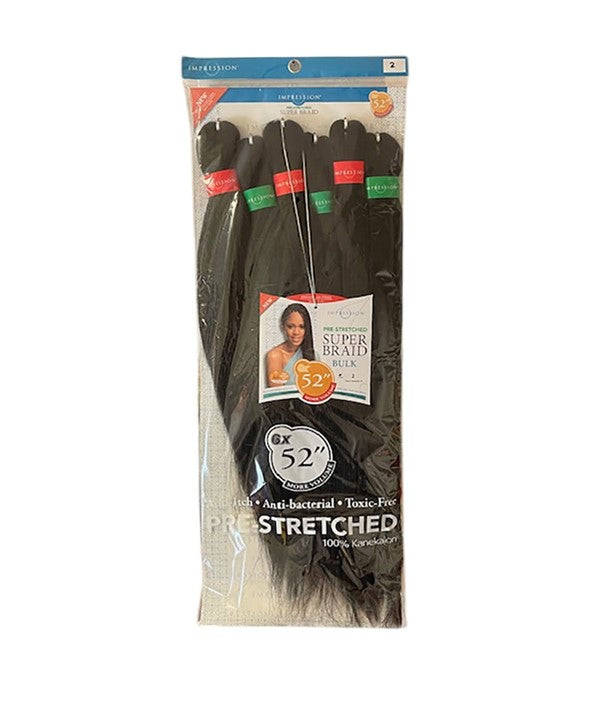 IMPRESSION SYN PRE STRETCHED 6X SUPER BULK 52 inch Color 2 Hair for Braid Extensions Asetena Pa 