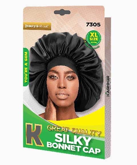 BEAUTY AMBITION GREAT QUALITY SILKY BONNET CAP 7305 XL Color Black Durags and Caps Asetena Pa 