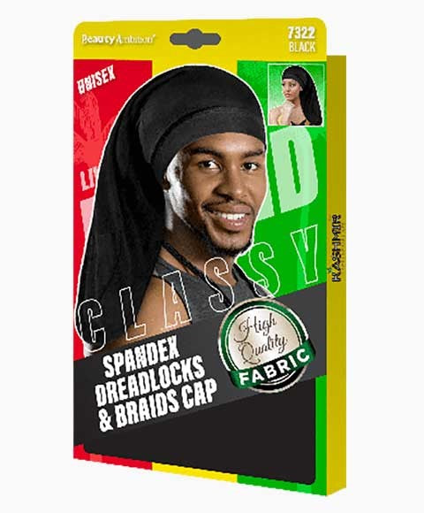 BEAUTY AMBITION CLASSY SPANDEX DREADLOCKS AND BRAIDS CAP 7322  Color Black Durags and Caps Asetena Pa 