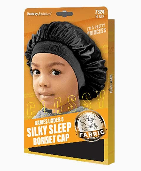 BEAUTY AMBITION CLASSY BABIES UNDER 5 SILKY SLEEP BONNET CAP 7324  Color Black Durags and Caps Asetena Pa 