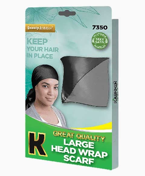 BEAUTY AMBITION GREAT QUALITY LARGE HEAD WRAP SCARF 7350  Color Black Durags and Caps Asetena Pa 