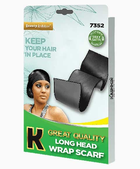 BEAUTY AMBITION GREAT QUALITY LONG HEAD WRAP SCARF 7352  Color Black Durags and Caps Asetena Pa 