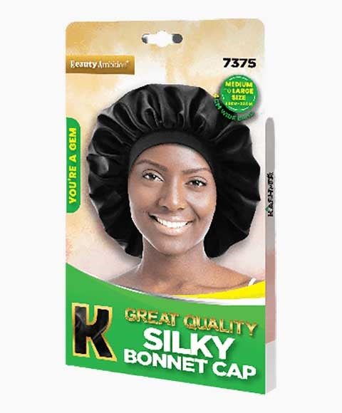 BEAUTY AMBITION GREAT QUALITY SILKY BONNET CAP 7375  Color Black Durags and Caps Asetena Pa 