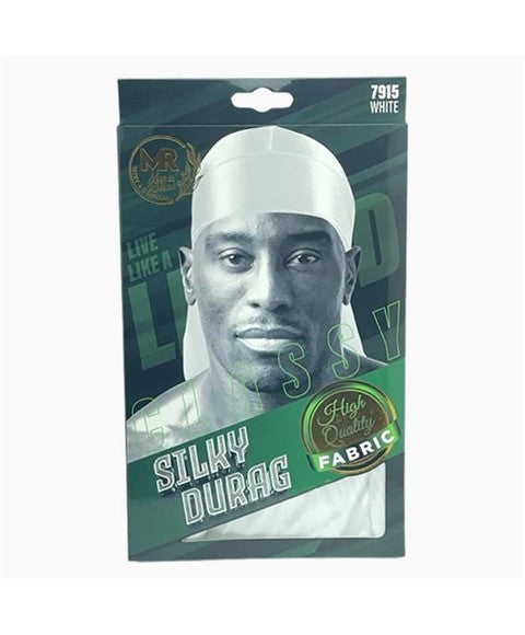 MR CLASSY SILKY FABRIC DURAG 7915 WHITE Durags and Caps Asetena Pa 