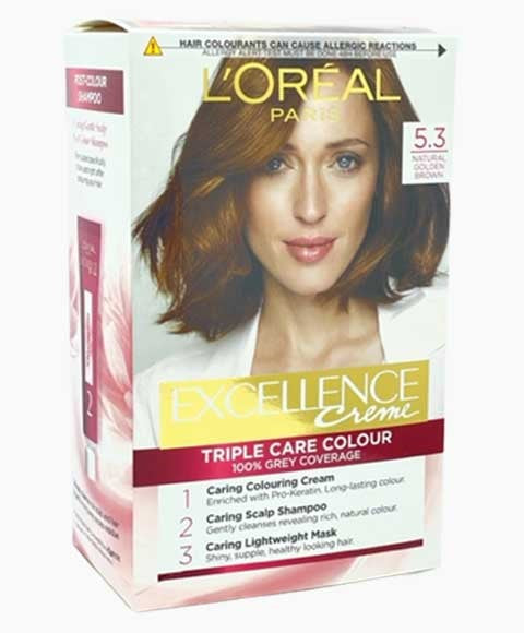 EXCELLENCE CREME TRIPLE CARE COLOUR 5.3 NATURAL GOLDEN BROWN Hair Color Asetena Pa 