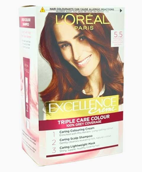 EXCELLENCE CREME TRIPLE CARE COLOUR 5.5 NATURAL MAHOGANY BROWN Hair Color Asetena Pa 