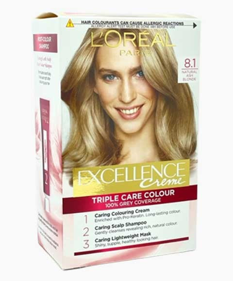 EXCELLENCE CREME TRIPLE CARE COLOUR 8.1 NATURAL ASH BLONDE Hair Color Asetena Pa 