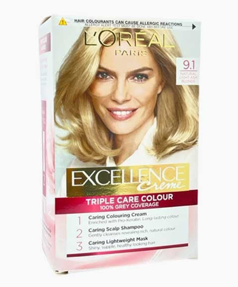 EXCELLENCE CREME TRIPLE CARE COLOUR 9.1 NATURAL LIGHT ASH BLONDE Hair Color Asetena Pa 