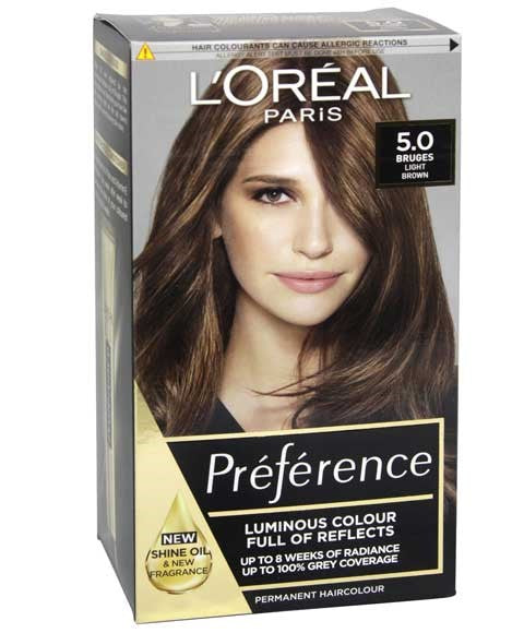 PREFERENCE INFINIA PERMANENT COLOR 5 PALMA  Color Natural Light Brown Hair Color Asetena Pa 