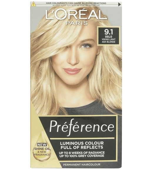 PREFERENCE INFINIA PERMANENT COLOR 9.1 VIKING  Color Light Ash Blonde Hair Color Asetena Pa 