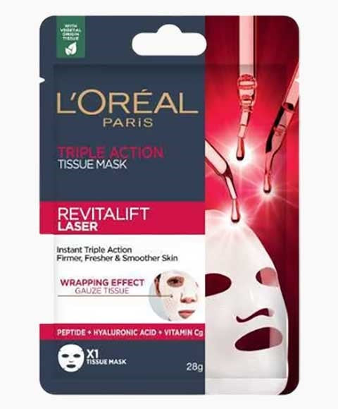 REVITALIFT LASER TRIPLE ACTION TISSUE MASK 28 g Skin Wash Asetena Pa 