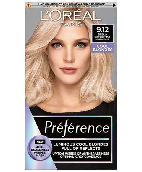PREFERENCE LUMINOUS COOL BLONDES 9.12 VERY LIGHT ASH Hair Color Asetena Pa 