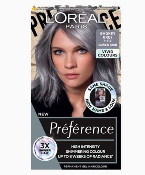 PREFERENCE HIGH INTENSITY PERMANENT GEL HAIR COLOUR SMOKEY GREY Hair Color Asetena Pa 