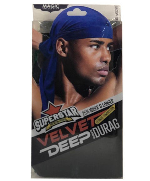 MAGIC COLLECTION SUPERSTAR VELVET DEEP WAVE DURAG 4803NAV Durags and Caps Asetena Pa 