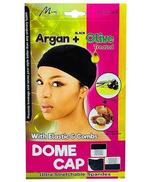 MURRY COLLECTION DOME CAP WITH ELASTIC AND COMBS  Color Black Durags and Caps Asetena Pa 