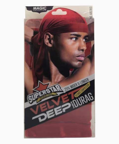 MAGIC COLLECTION SUPERSTAR VELVET DEEP WAVE DURAG 4803 RED Durags and Caps Asetena Pa 