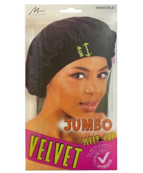MURRY COLLECTION JUMBO VELVET SLEEP CAP  Color M8001BLK Durags and Caps Asetena Pa 