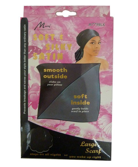 MURRY SOFT AND SILKY SATIN LARGE SCARF M779BLK  Color Black Durags and Caps Asetena Pa 