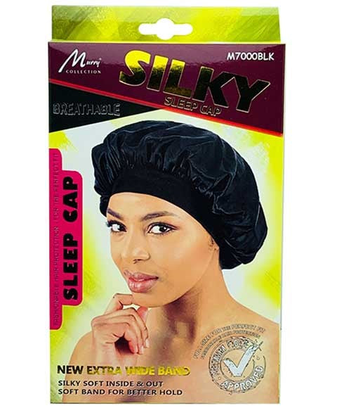 SILKY BREATHABLE SLEEP CAP M7000BLK  Color Black Durags and Caps Asetena Pa 
