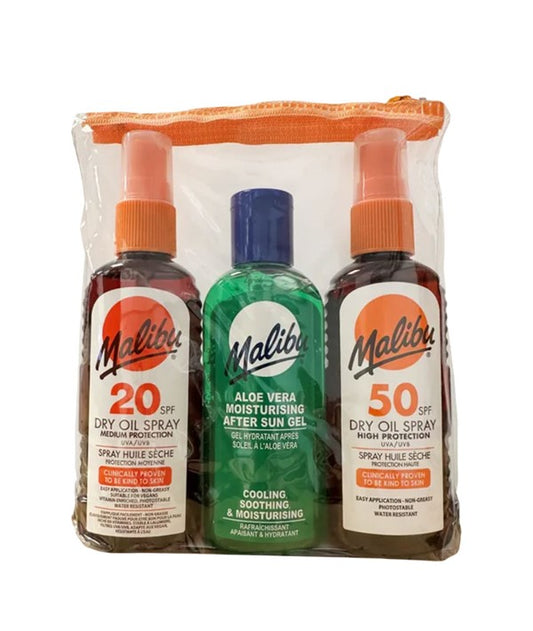 MALIBU TRAVEL BAG DRY OIL PACK WITH SPF20 AND SPF50 Skin Treatments Asetena Pa 