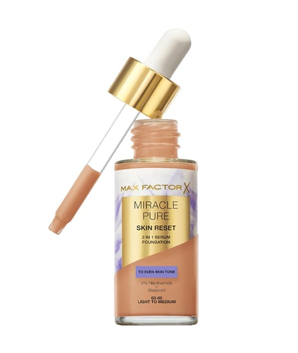 MIRACLE PURE SKIN RESET 2 IN 1 SERUM FOUNDATION 30 ML Color 40-60 Light Foundation Asetena Pa 