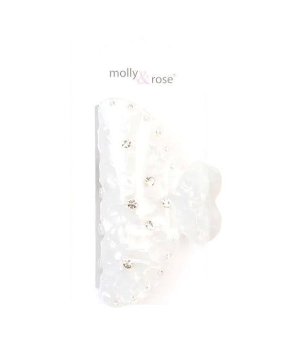 IVORY PEARLESCENT CLAMP WITH CLEAR STONES 9692 Hair Accessories Asetena Pa 