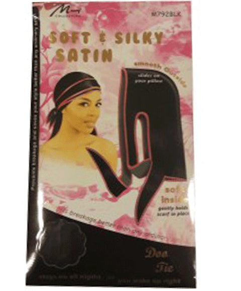 SOFT AND SILKY SATIN DOO TIE M792BLK  Color Black Durags and Caps Asetena Pa 
