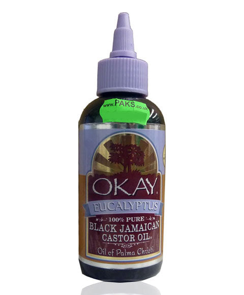 OKAY 100 PERCENT PURE BLACK JAMAICAN CASTOR OIL WITH EUCALYPTUS 118 ml Sprays, Serums and Oils Asetena Pa 