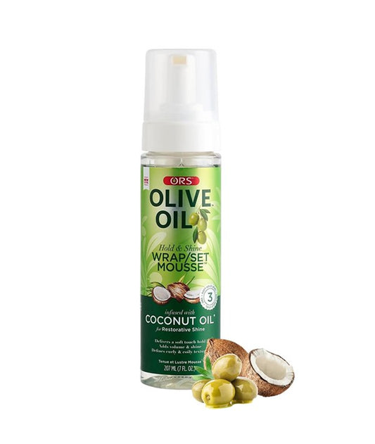 ORS OLIVE OIL HOLD AND SHINE WRAP SET MOUSSE 207 ml Hair Styling Asetena Pa 