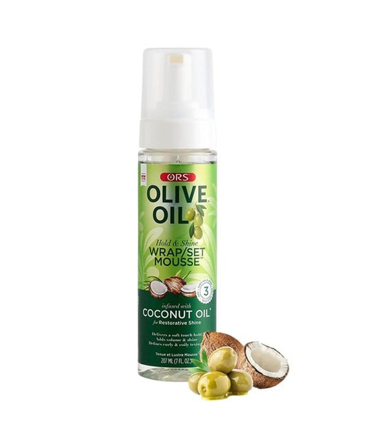 ORS OLIVE OIL HOLD AND SHINE WRAP SET MOUSSE 207 ml (Pack of 2) Hair Styling Asetena Pa 