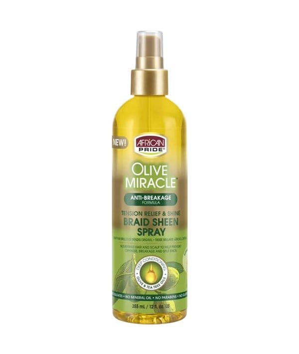 OLIVE MIRACLE BRAID SHEEN SPRAY WITH ANTI BREAKAGE FORMULA 355 ml (Pack of 2) Sprays, Serums and Oils Asetena Pa 