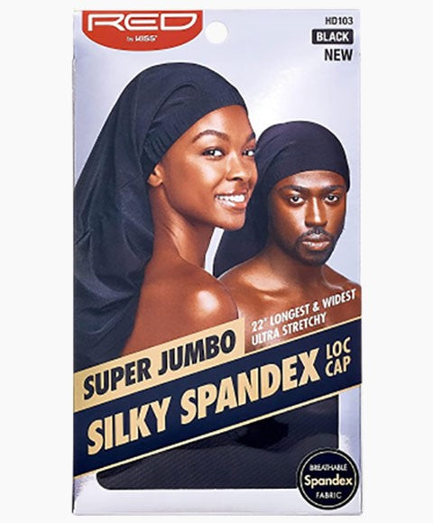 RED BY KISS SUPER JUMBO SILKY SPANDEX LOC CAP HD103  Color Black Durags and Caps Asetena Pa 