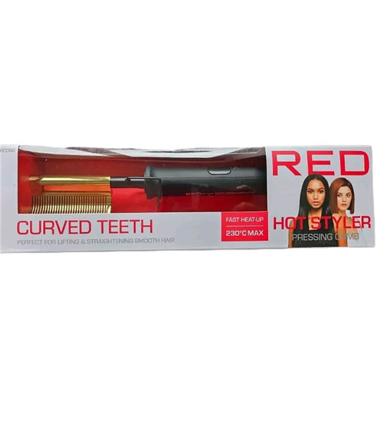 RED BY KISS CURVED TEETH HOT STYLER PRESSING COMB HC06G Hot Irons Asetena Pa 