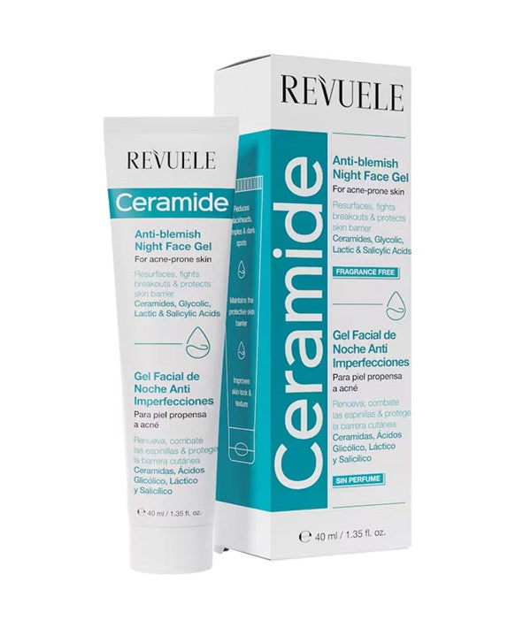 REVUELE CERAMIDE ANTI BLEMISH NIGHT FACE GEL 40 ml Skin Moisturizing Asetena Pa 