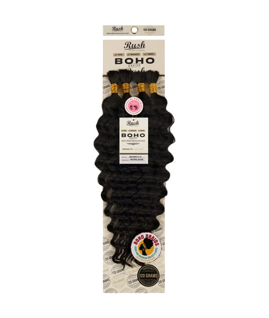 BOHO BRAIDS DEEP WAVE VIRGIN BRAZILIAN HAIR 17"-19" Color 2 Human Hair Braids Asetena Pa 
