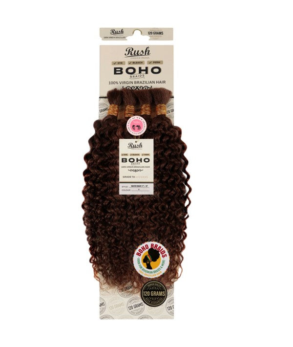 BOHO BRAIDS WATER WAVE VIRGIN BRAZILIAN HAIR 17"-19" Color 2 Human Hair Braids Asetena Pa 