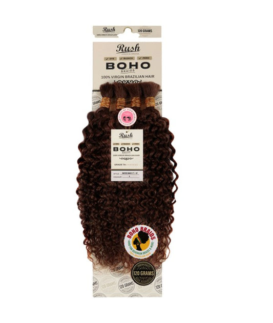 BOHO BRAIDS WATER WAVE VIRGIN BRAZILIAN HAIR 17"-19" Color 2 Human Hair Braids Asetena Pa 