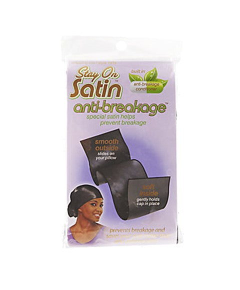 STAY ON SATIN ANTI BREAKAGE WRAPPING SCARF 7879  Color Black Durags and Caps Asetena Pa 